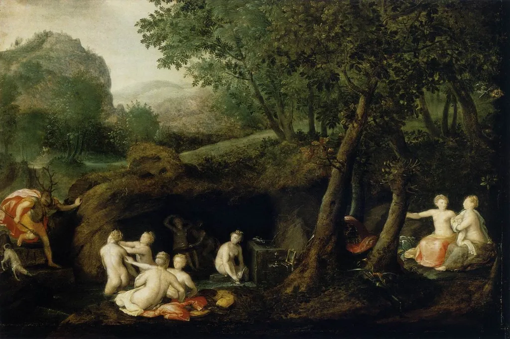 Diana Turns Actaeon into a Stag, by Bernaert de Rijckere, oil