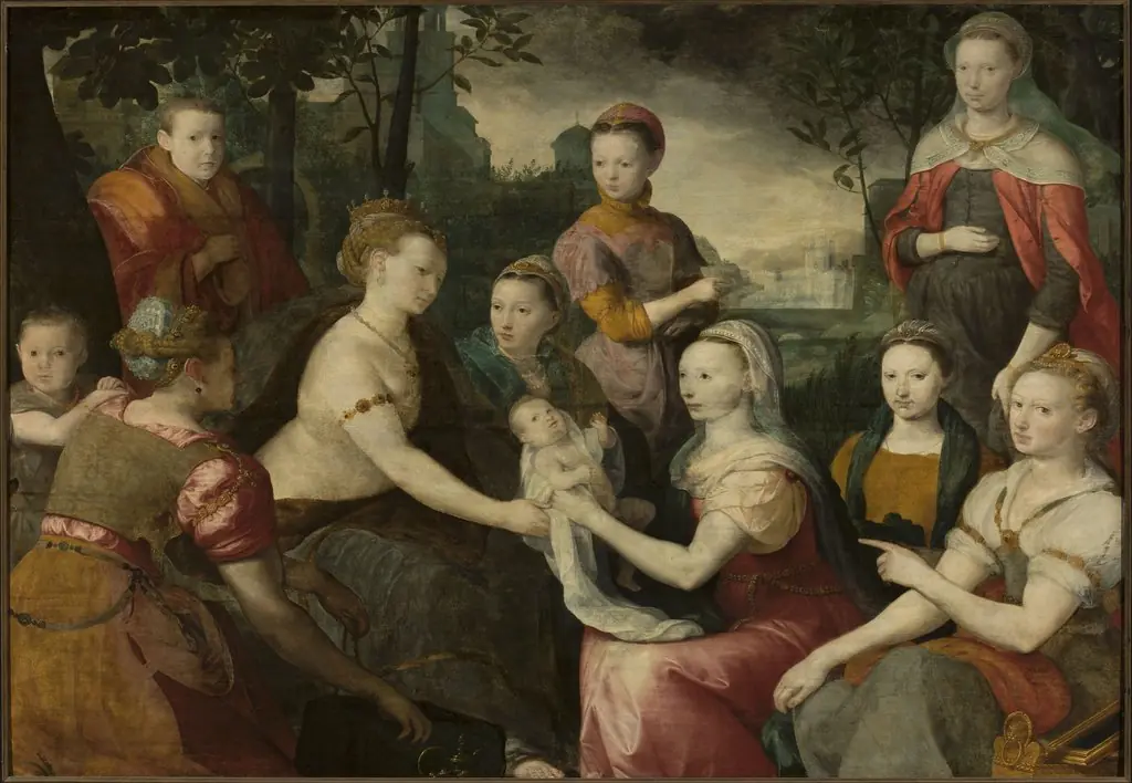 Finding of Moses – Allegorical family portrait, by Bernaert de Rijckere