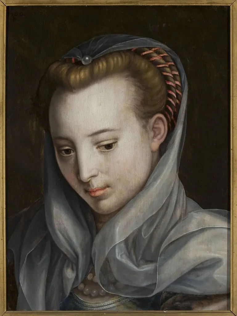 Head of a woman looking down to the right, by Bernaert de Rijckere