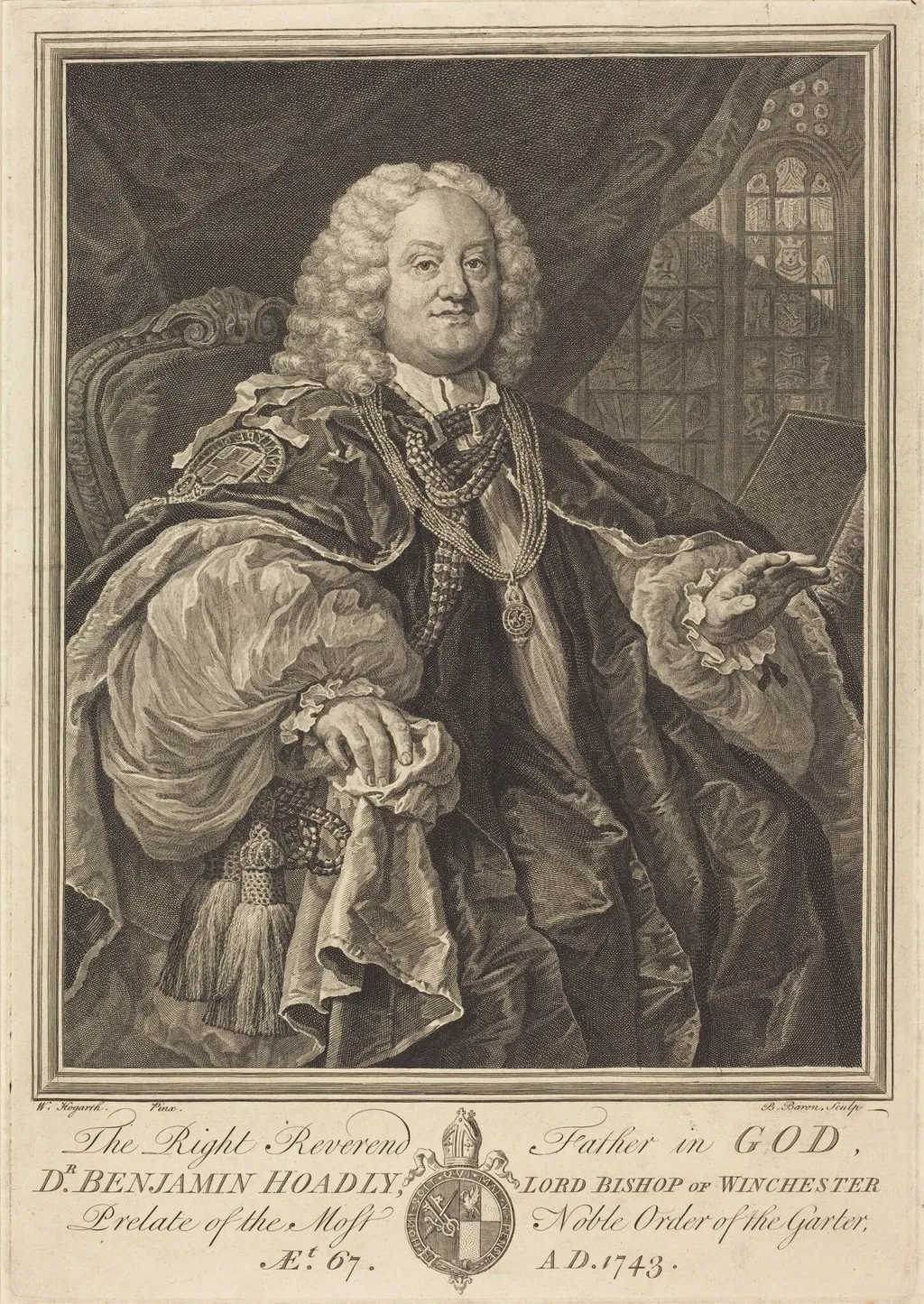 Bishop Hoadly, by Bernard Baron, ink, 1743