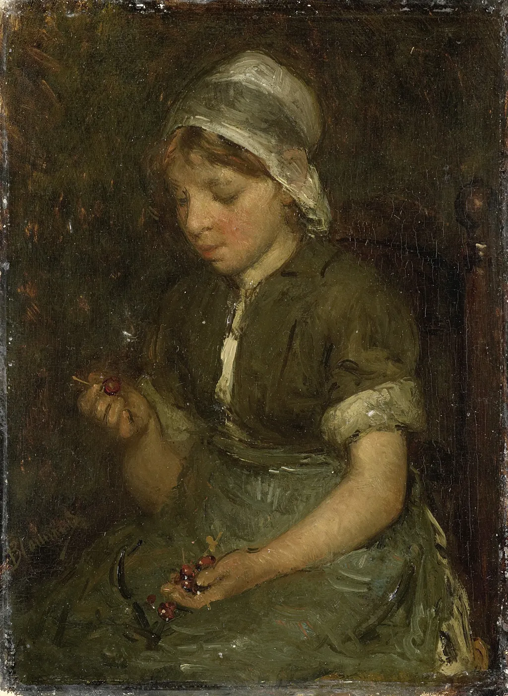 Girl with Cherries, by Bernard Blommers, oil, 1894