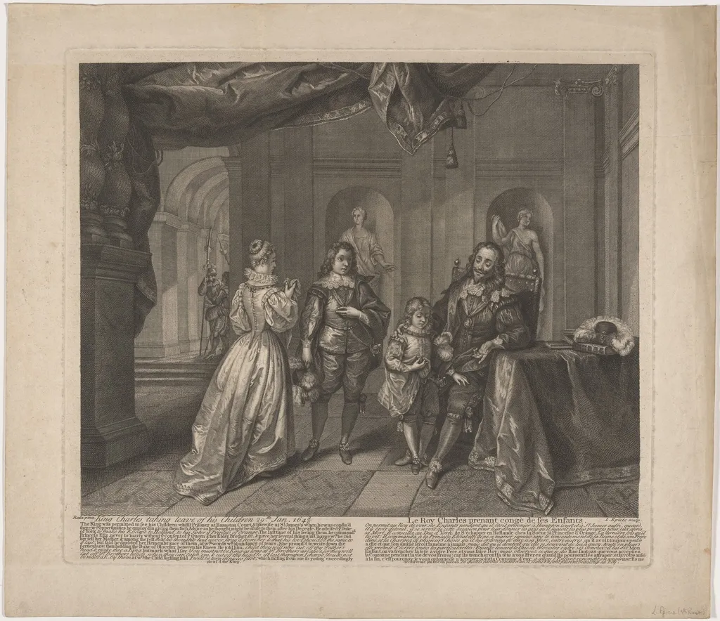 King Charles Taking Leave of His Children, by Bernard Lépicié, ink, 1726