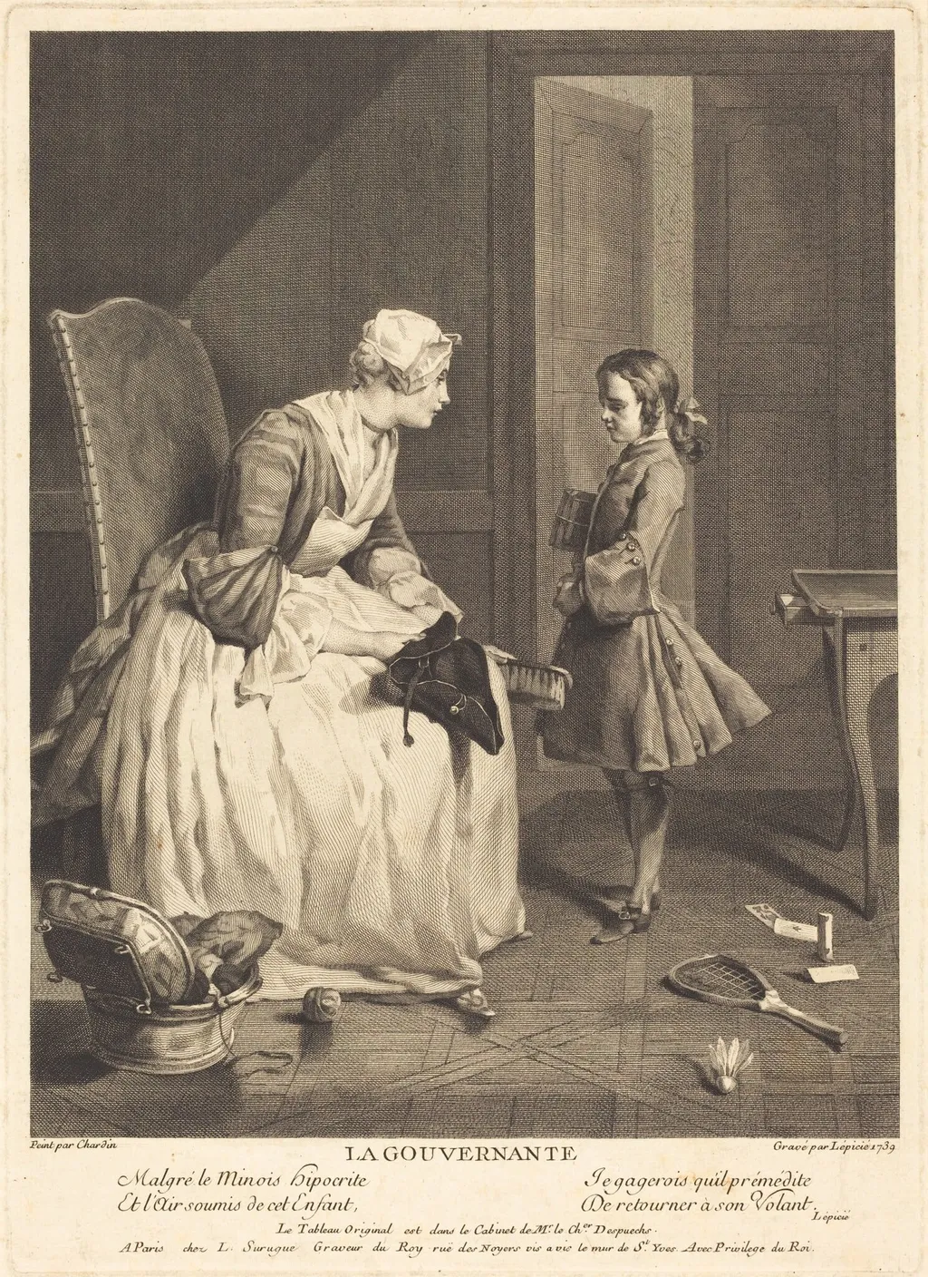 La Gouvernante, by Bernard Lépicié, ink, 1739