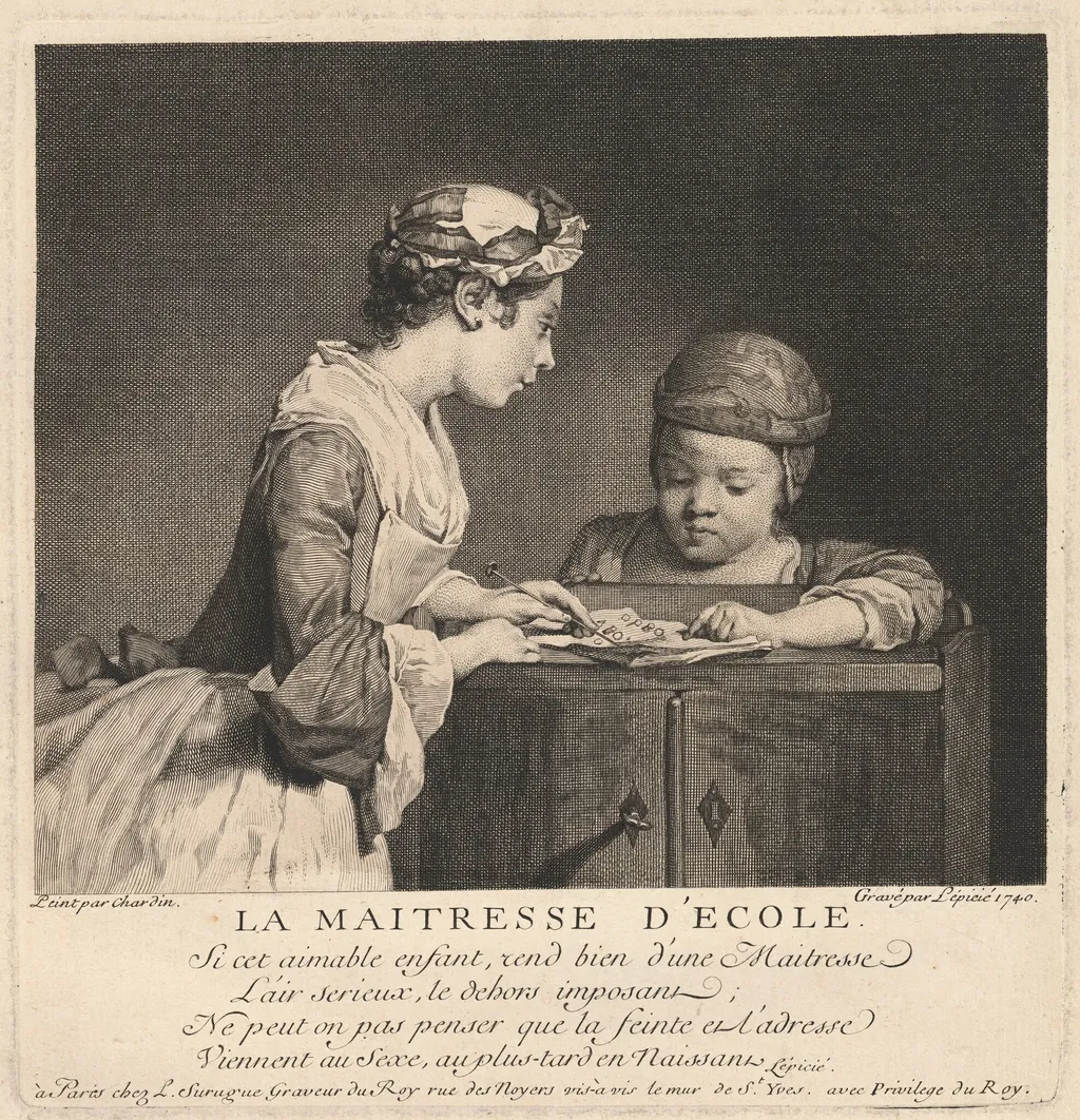 La Maitresse d'ecole, by Bernard Lépicié, ink, 1740