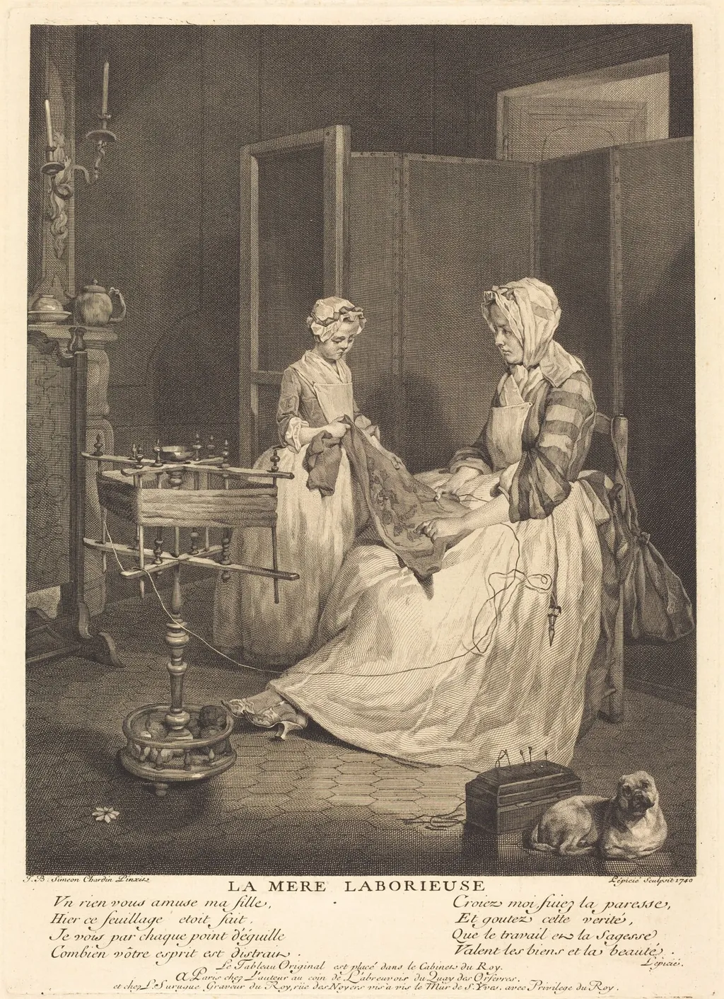 La Mere laborieuse, by Bernard Lépicié, ink, 1740
