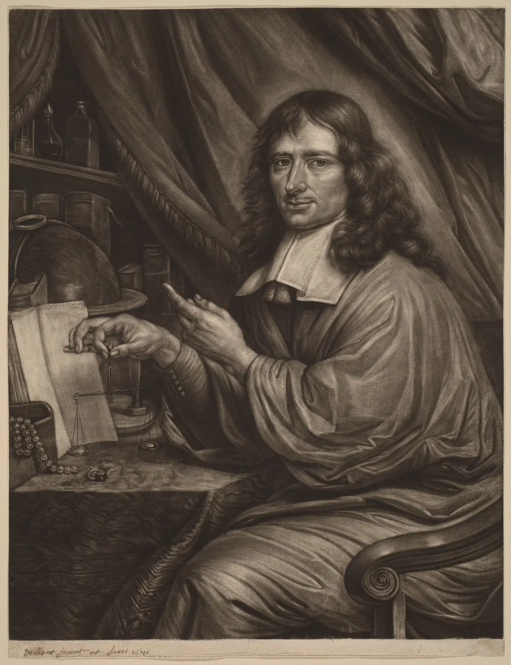 Cornelis Mayer, by Bernard Vaillant, ink, 1665
