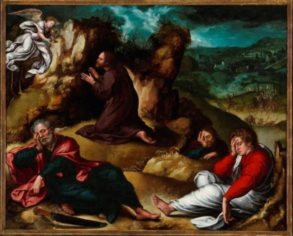 Agony in the Garden, by Bernard Van Orley, oil, 1531