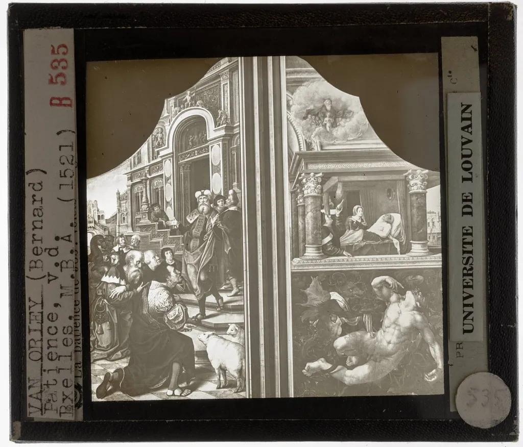 Bernard of Orley. Triptych with the Virtue of Patience Panel right, front and back, by Bernard Van Orley, unspecified