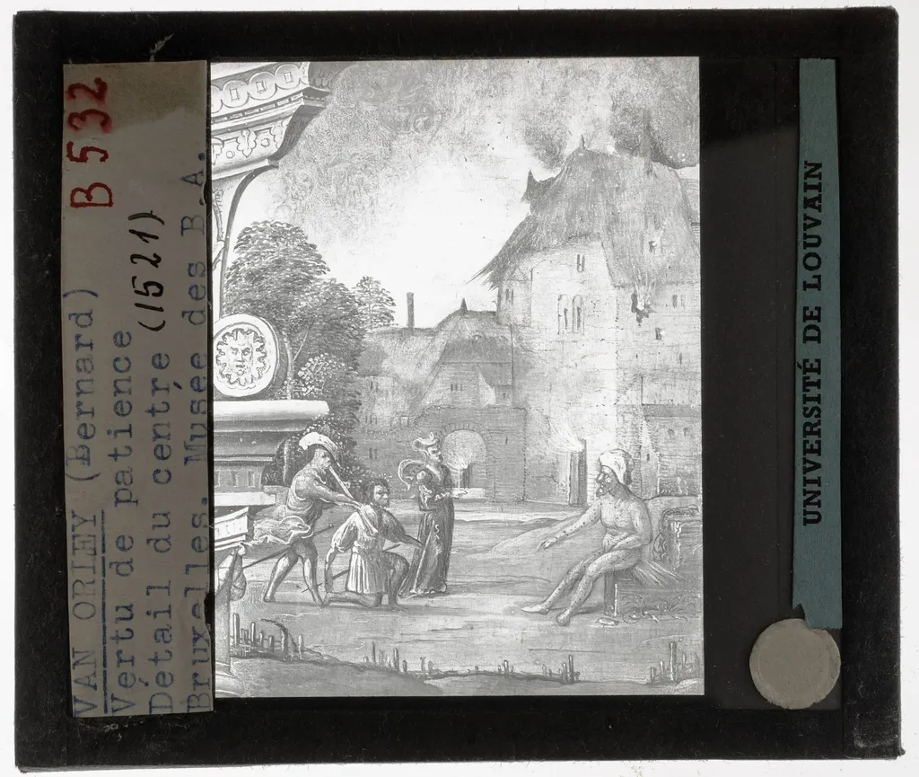 Bernard van Orley. Triptiek met de deugd van het Geduld Centraal paneel: Het feestmaal van Jobs kinderen, detail rechts boven, by Bernard Van Orley, unspecified