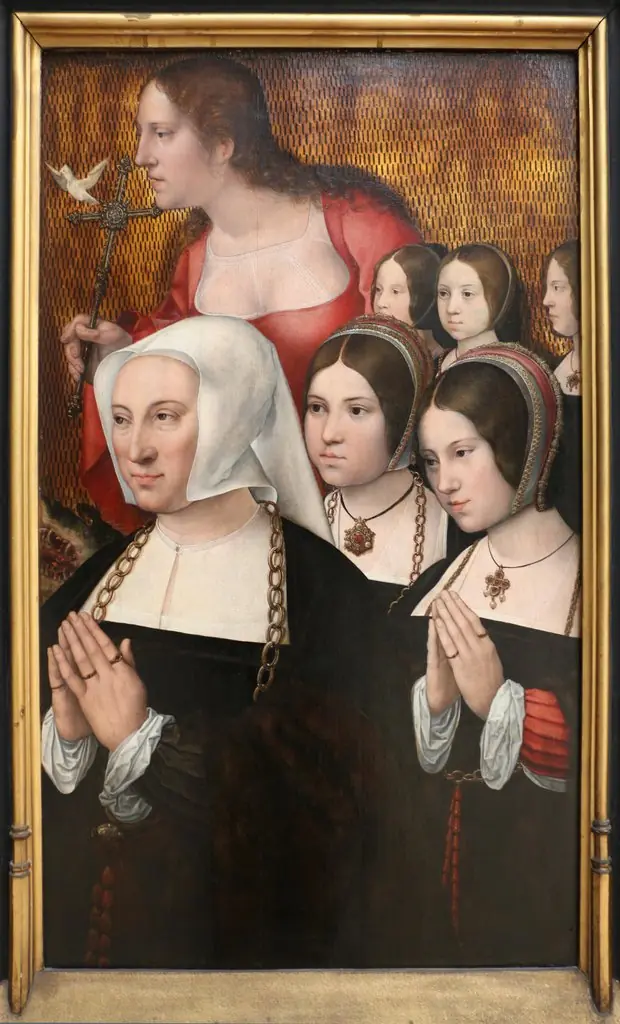 Portrait of Marguerite Numan, wife of Philippe Haneton, with her five daughters and Saint Margaret, by Bernard Van Orley