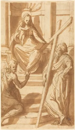 The Madonna and Child Enthroned with Saint John the Baptist and Saint Andrew, by Bernardino India