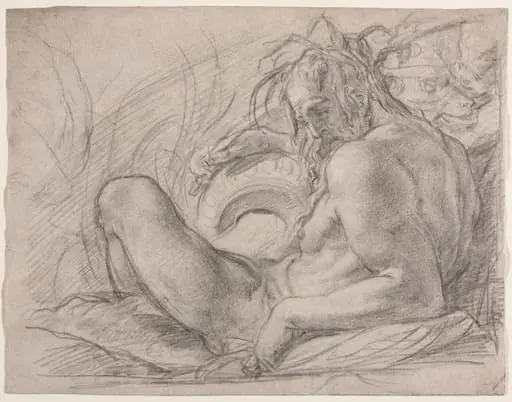 The River God Tiber (Study for a fresco, Miracle of the Snow, or the Foundation of Santa Maria Maggiore, Rome in the Canigiani chapel of S. Felicita, Florence), by Bernardino Poccetti