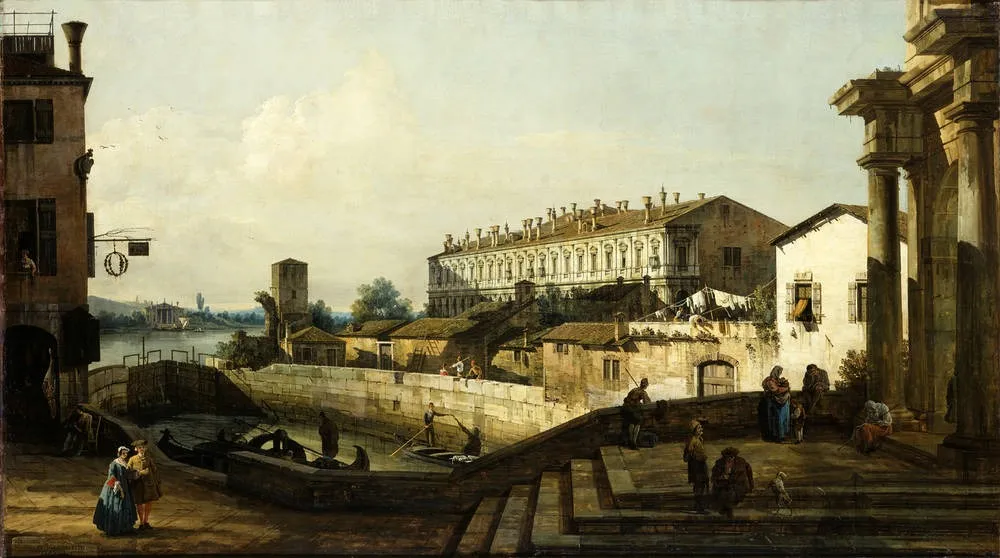 Capriccio with the Dolo lock, by Bernardo Bellotto, oil, 1748