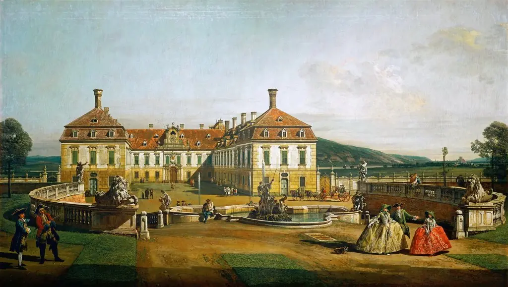 Das kaiserliche Lustschloß Schloss Hof, Ehrenhofseite, by Bernardo Bellotto