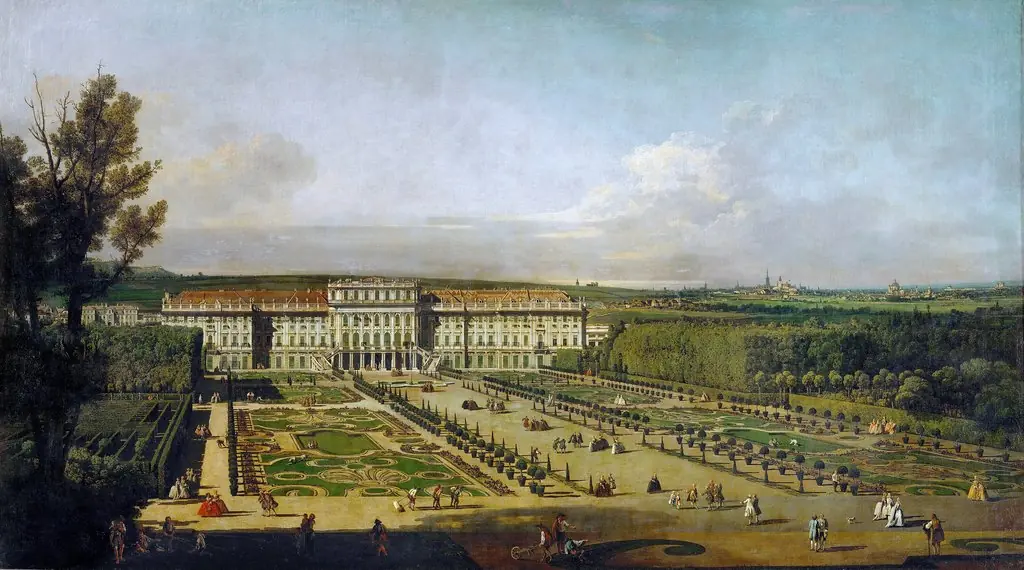 Das kaiserliche Lustschloß Schönbrunn, Gartenseite, by Bernardo Bellotto