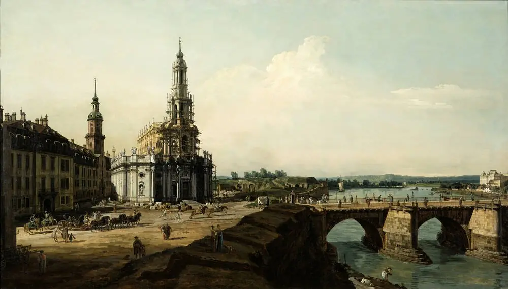 Dresden from the left Bank of the Elbe above the Bridgehead of the Old Town, by Bernardo Bellotto