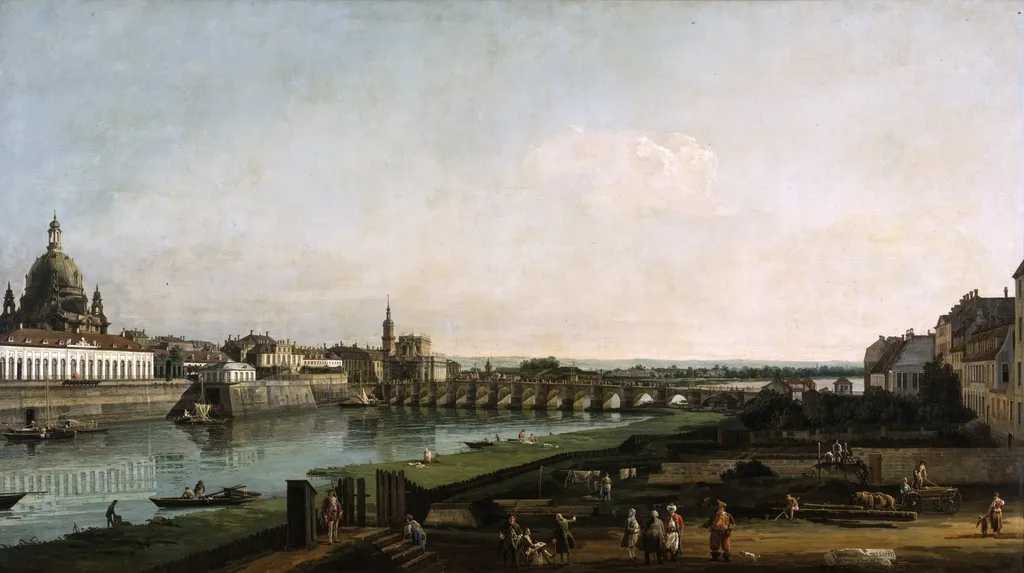 Dresden from the Right Bank of the Elbe, above the Augustusbrücke, by Bernardo Bellotto, oil, 1747