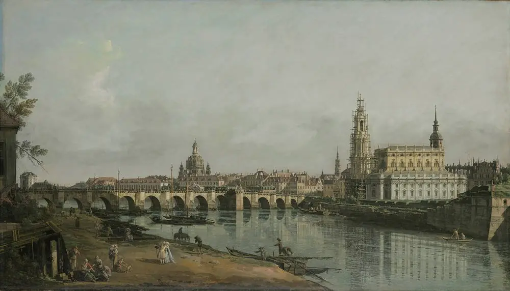 Dresden from the Right Bank of the Elbe below the Augustus Bridge, by Bernardo Bellotto