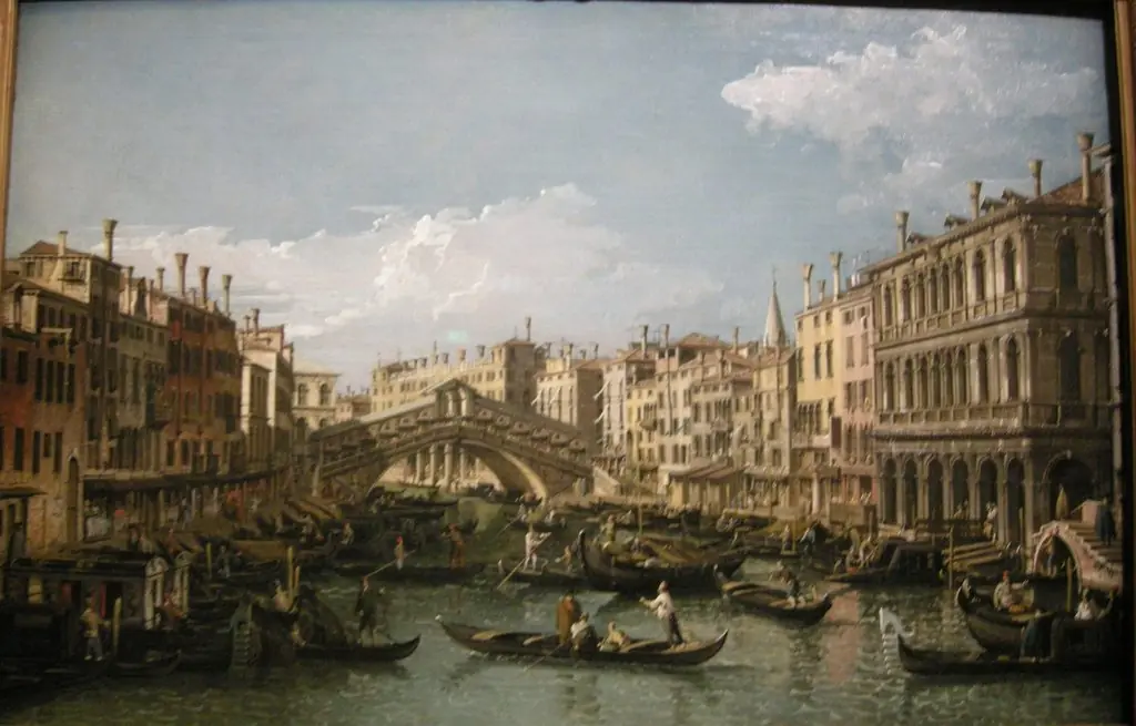 Grand Canal looking north-east to the Rialto Bridge, by Bernardo Bellotto