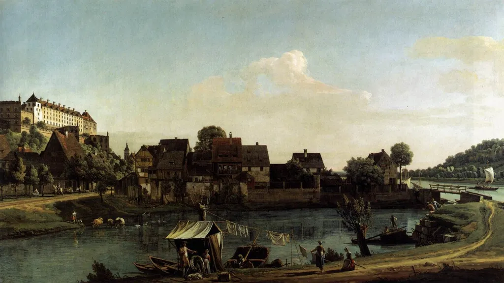Pirna Seen from the Harbour Town, by Bernardo Bellotto, oil, 1753