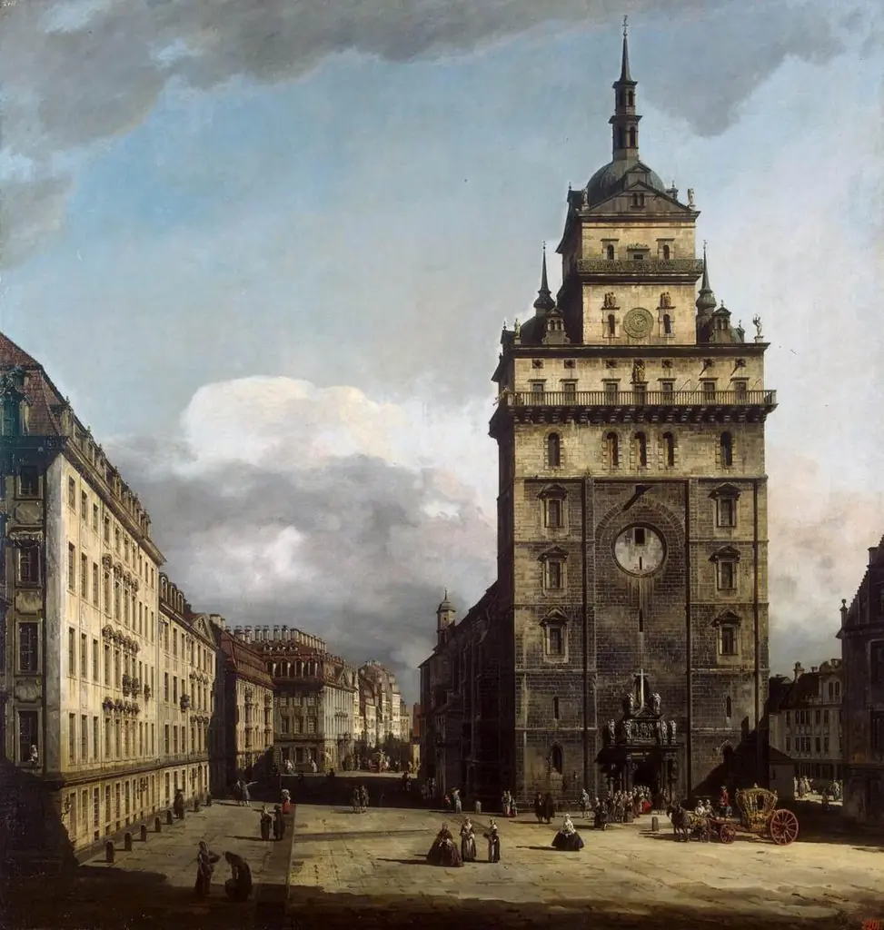 Square with the Kreuzkirche in Dresden, by Bernardo Bellotto