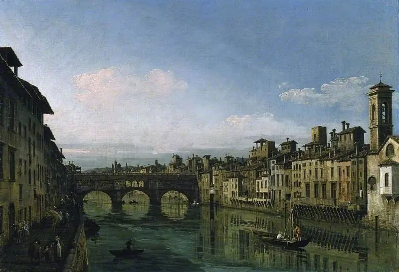 The Arno in Florence with the Ponte Vecchio, by Bernardo Bellotto