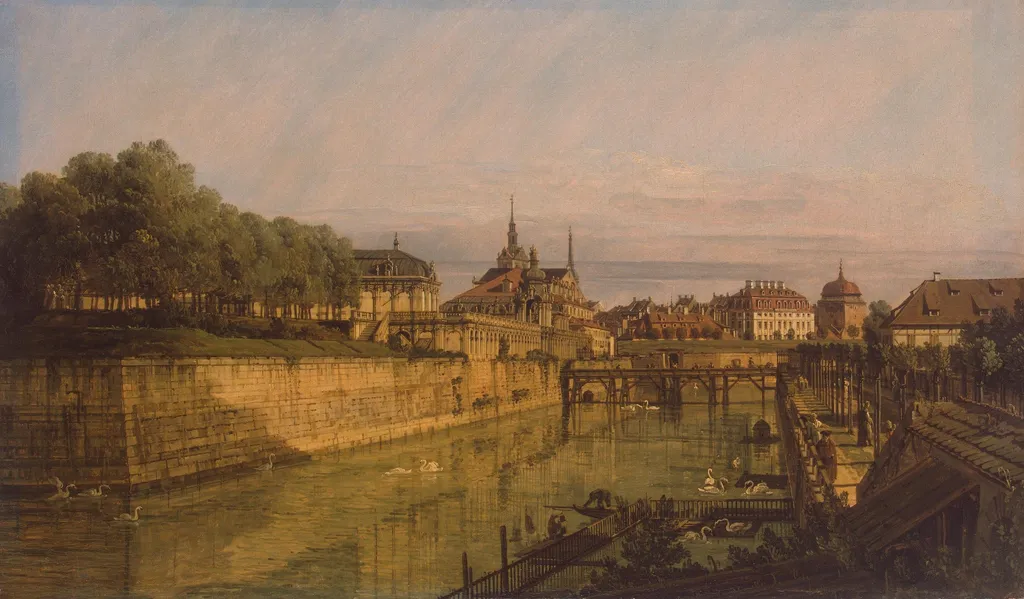 The Moat of Zwinger in Dresden, by Bernardo Bellotto, oil, 1750