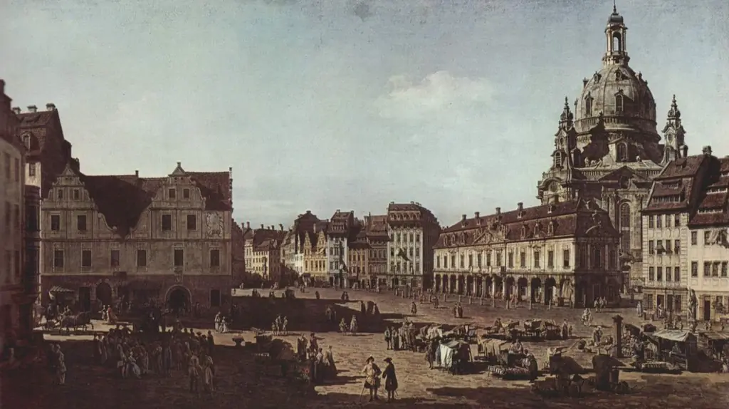 The New Market in Dresden from Moritzstraße, by Bernardo Bellotto