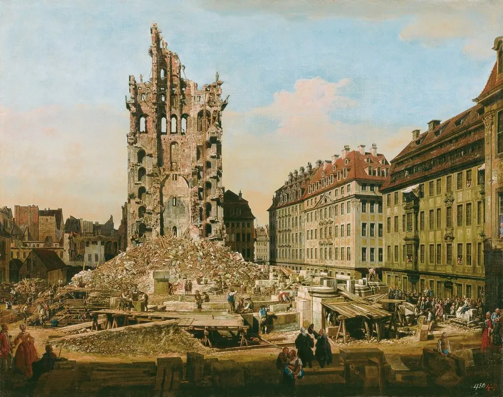 The Ruins of the old Kreuzkirche, Dresden, by Bernardo Bellotto