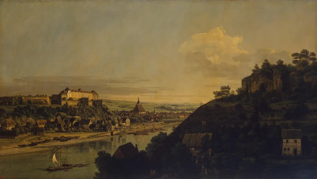 View of Pirna from the Right Bank of the Elba above the Town, by Bernardo Bellotto, oil, 1753