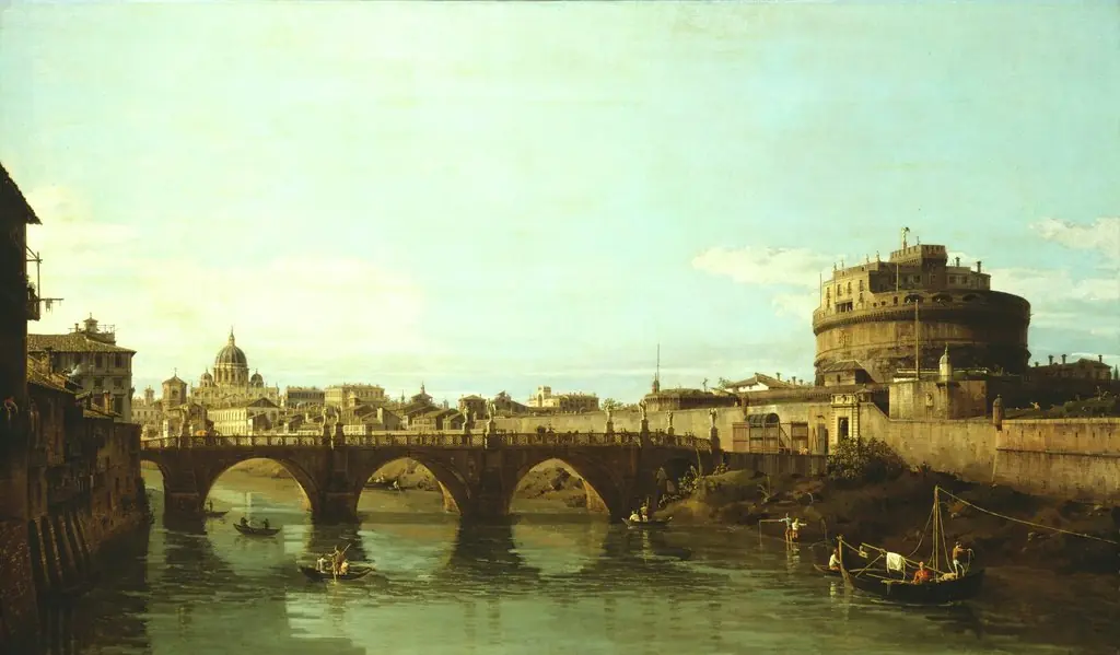 View of the Tiber in Rome with the Castel Sant'Angelo, by Bernardo Bellotto