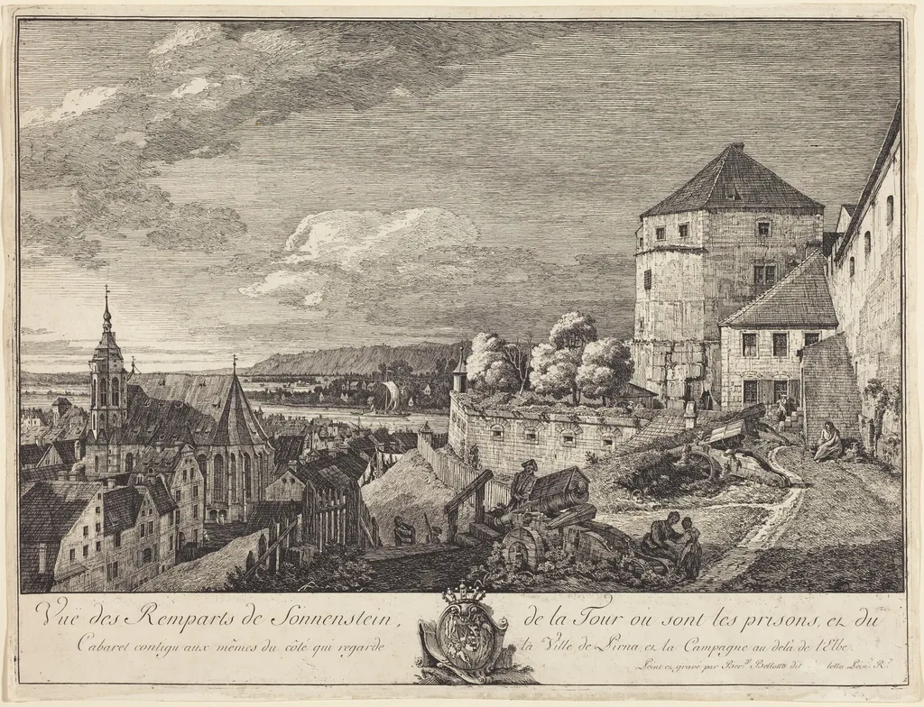 Vue des Remparts de Sonnenstein (View of the Ramparts of Sonnenstein), by Bernardo Bellotto, ink