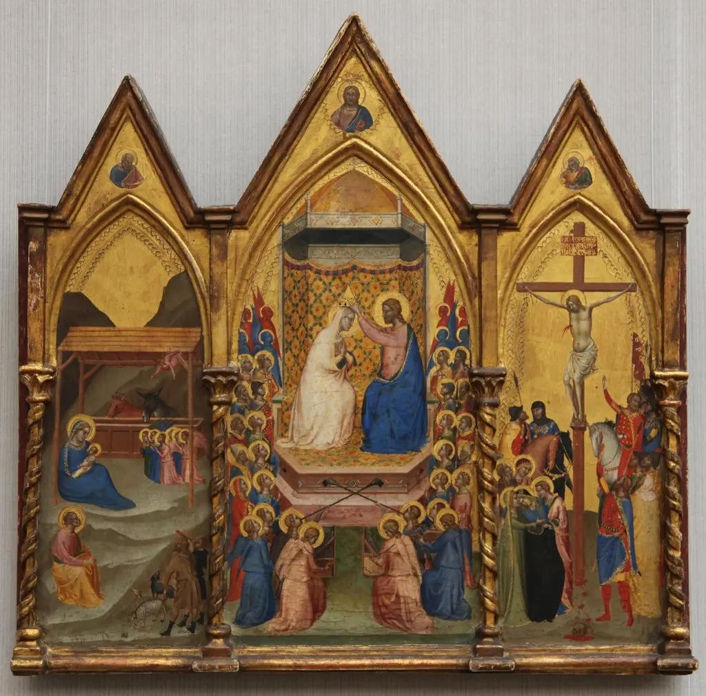 Triptych: the Nativity, the Coronation of the Virgin, and the Crucifixion, by Bernardo Daddi