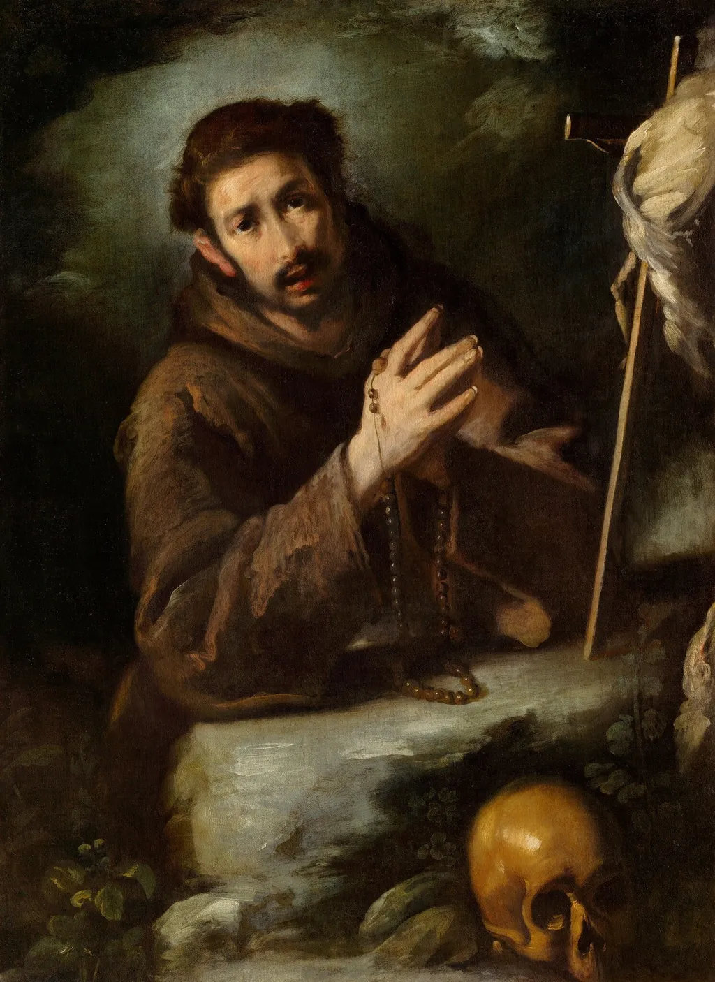 Saint Francis in Prayer, by Bernardo Strozzi, oil, 1625