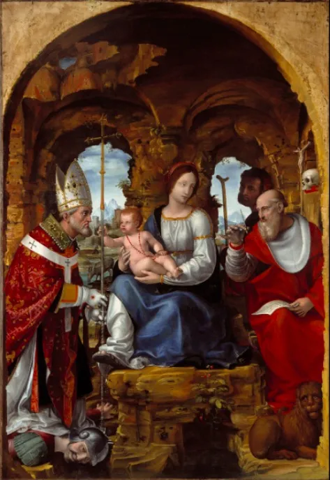 Madonna and Child with Saints, by Bernardo Zenale, oil, 1510