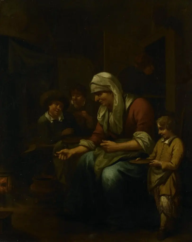 Woman making pancakes, by Bernardus van Schijndel