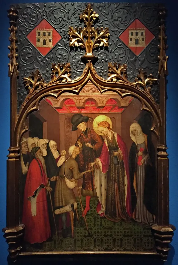 Santa Llúcia repartint almoines, by Bernat Martorell