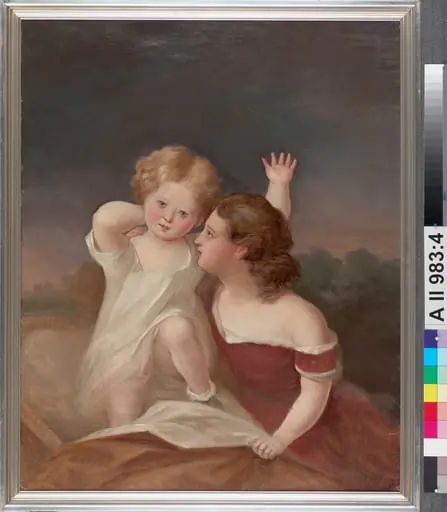 Lapsi ja nuori tyttö, muotokuvaluonnos, by Berndt Abraham Godenhjelm