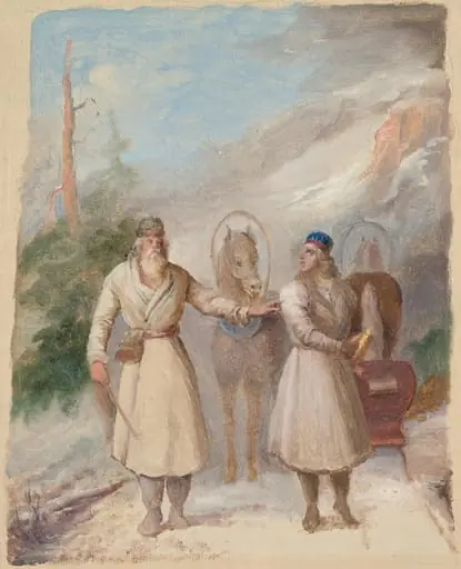Väinämöisen ja Joukahaisen tapaaminen, luonnos