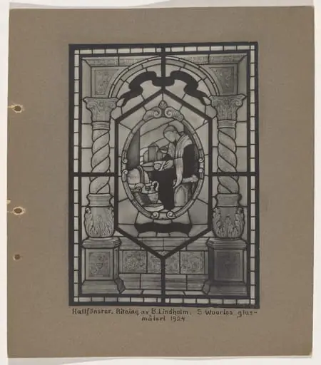 lasimaalaus, eteishallin ikkuna, omistaja herra Kivi, by Berndt Adolf Lindholm