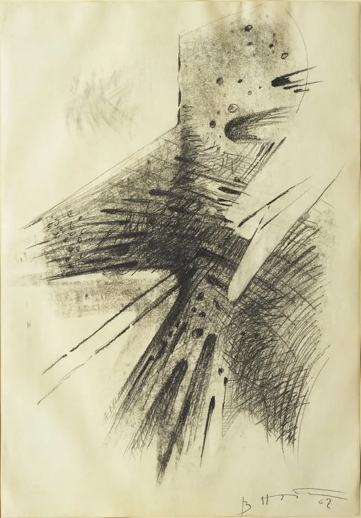 Untitled, by Bernhard Heiliger, charcoal, 1962