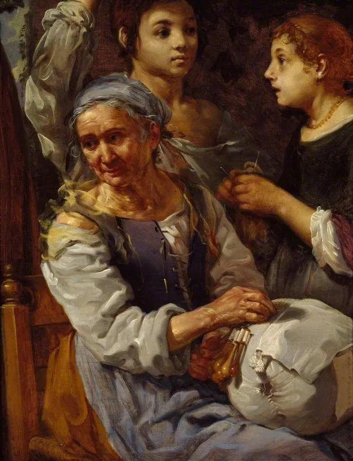 The Lacemaker, by Bernhard Keil, oil, 1665
