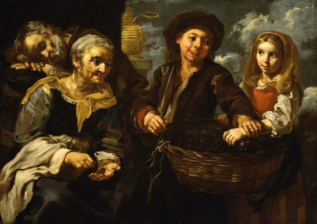 Young Boy Selling Vegetables, by Bernhard Keil, oil, 1650