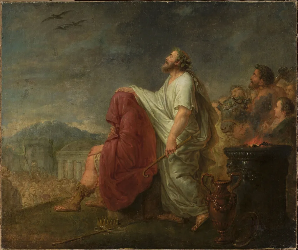 Ancient scene of sacrifice, by Bernhard Rode, oil, 1771