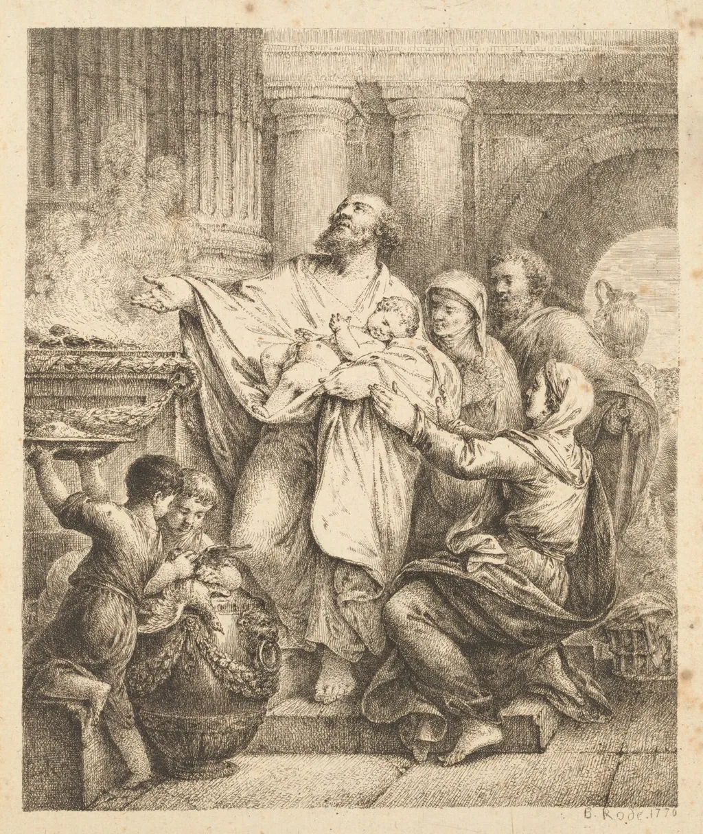 Presentation in the Temple, by Bernhard Rode, ink, 1770