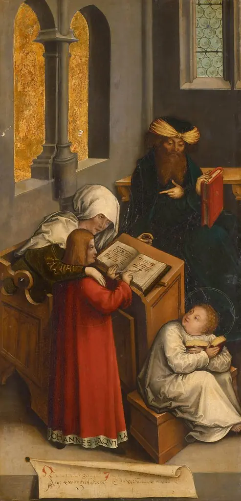 John the Evangelist is taught to write