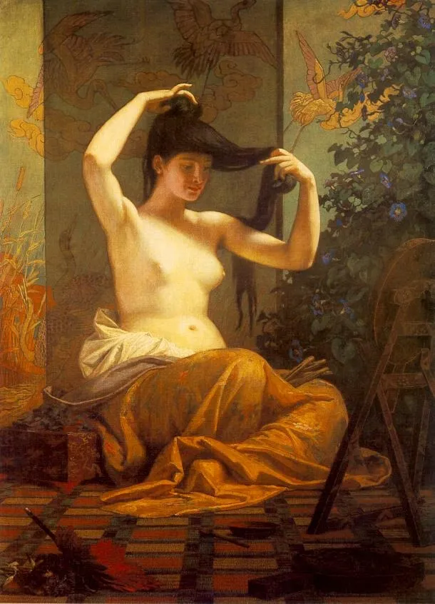 Japanese Woman, by Bertalan Székely, oil, 1871