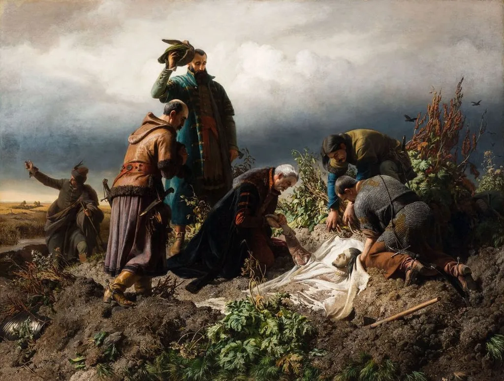 The Discovery of the Corpse of King Louis II, by Bertalan Székely, oil, 1860