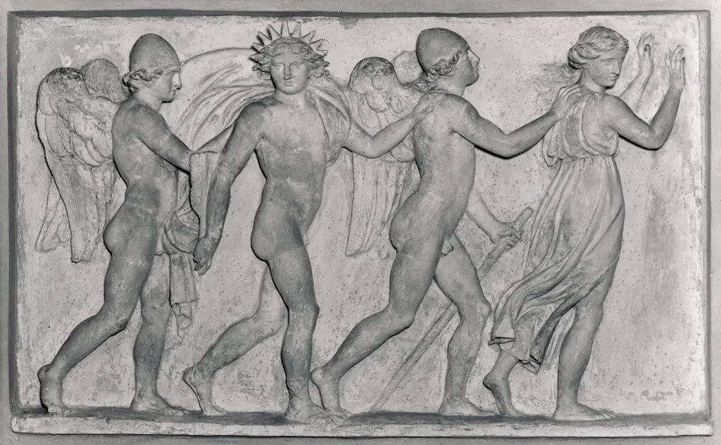 Døgnets tider. Symboliseret ved fire vingede skikkelser, by Bertel Thorvaldsen