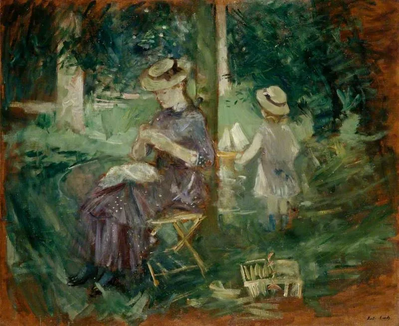 A Woman and Child in a Garden, by Berthe Morisot, oil, 1892